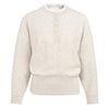 yaya 01-000546-601 Sweater met blousekraag en knoopdetail 990402 HEATHER GREY MELANGE beige