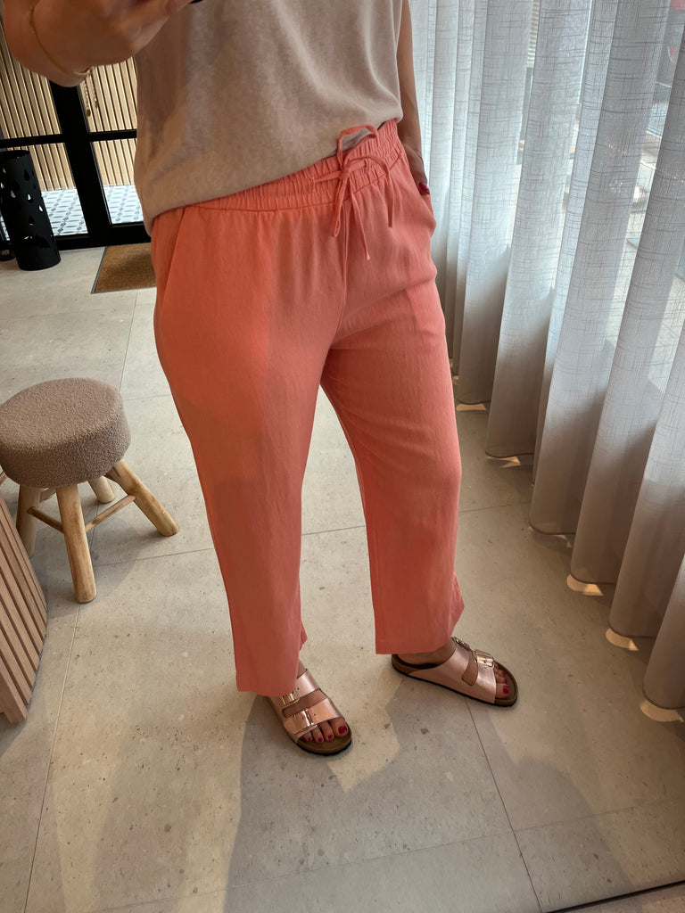 fqlava ankle pants burnt coral freequent linnen broek koraal
