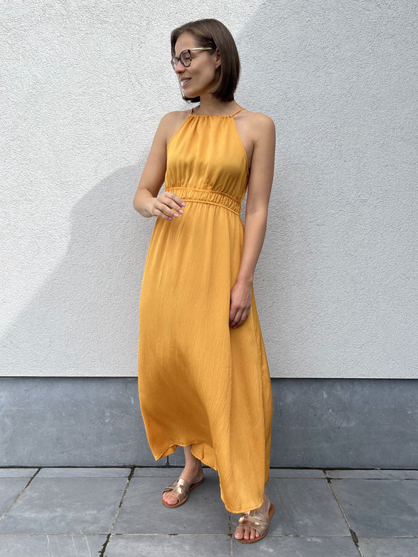 JDY Hazel midi dress wvn gold goud lange jurk zomerjurk feestjurk