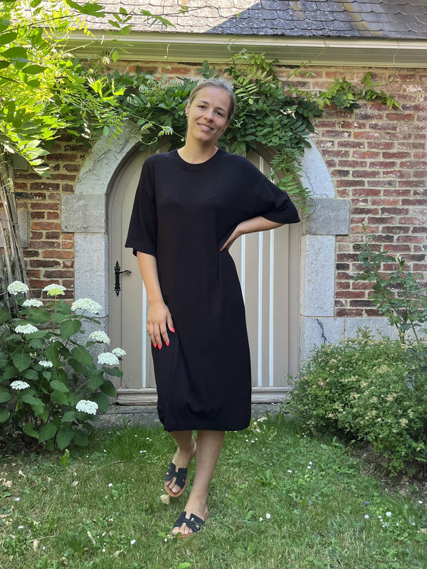 KAfenia Kaffe knit Dress black zwarte gebreide jurk lange halflange mouwen