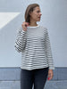 Kaffe winny ls t-shirt lange mouwen beige wit zwart gestreept striped antique white black