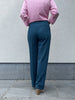 Kaffe solvej wide pants hw legion blue petrolblauw broek hoge taille