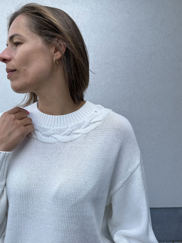 KAneva knit pullover chalk kaffe trui lange mouwen gebreid wit
