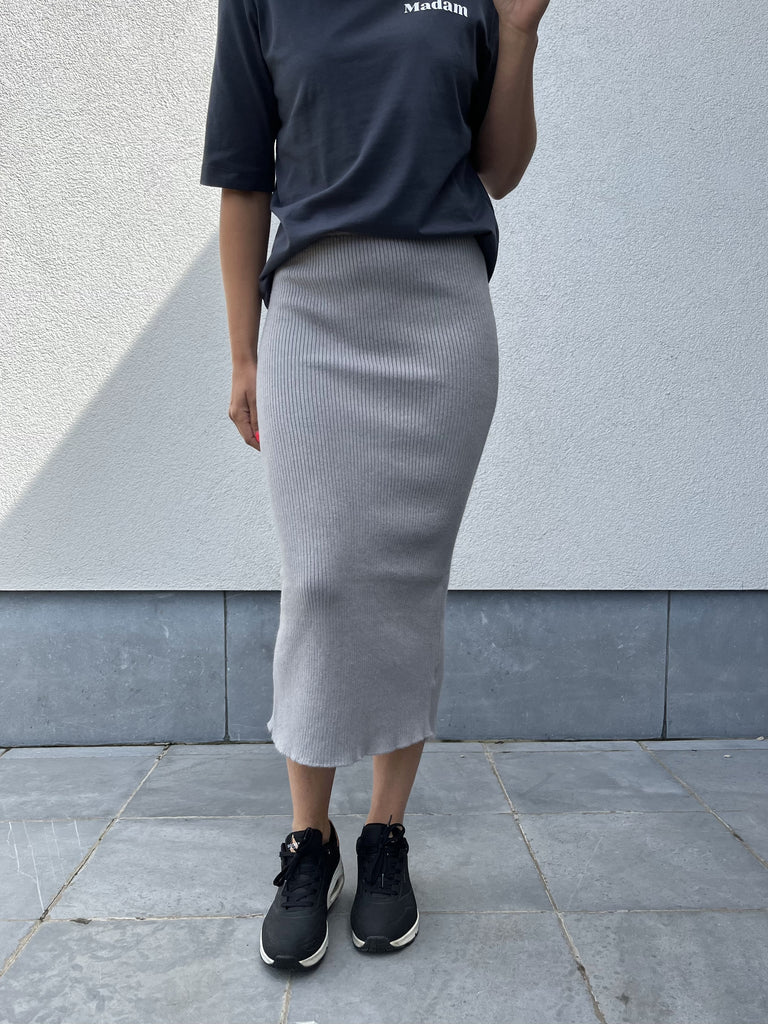 Rut&Circle elli knit skirt grey rok grijs gebreid