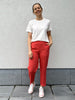 KAsakura hw cropped pants cayenne kaffe broek enkellengte hoge taille koraal kleur