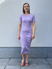 JXELLIE tight dress knt lilac breeze jjxx lange aansluitende elastische jurk korte mouwen lila