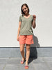 JXamy linen blend shorts wvn sn peach echo losvallende short koraal jjxx oranje