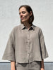 JDYtheis life 3/4 crop shirt wvn noos brindle losvallende blouse hemd halflange mouwen taupe tetra