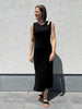 KAarka dress black deep kaffe lange jurk zwart cut-out schouder