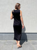 KAarka dress black deep kaffe lange jurk zwart cut-out schouder