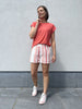 JDYdorthea hw shorts wvn eggnog shell pink short hoge taille comfy set koraal wit gestreept