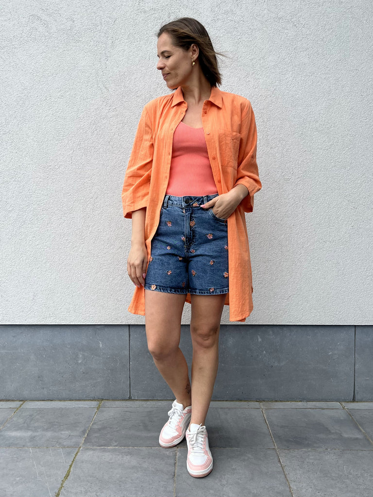 KApauline shirt dress melon kaffe jurk hemd blouse meloen koraal oranje