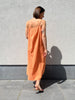 KApauline strap dress melon lange mouwloze losvallende jurk kaffe koraal oranje roze