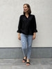 PZtori shirt black beauty pulz jeans blouse zwart 3/4e pofmouwen