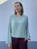 FRoline BL4 fransa green bay blouse v-hals lange mouwen grijsgroen