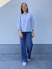 PZmira blouse kentucky blue pulz jeans blouse v-hals 3/4e pofmouwen lichtblauw zachtblauw