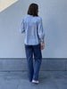 PZmira blouse kentucky blue pulz jeans blouse v-hals 3/4e pofmouwen lichtblauw zachtblauw