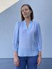 PZmira blouse kentucky blue pulz jeans blouse v-hals 3/4e pofmouwen lichtblauw zachtblauw