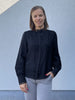 FRblondie SH1 black fransa blouse lange mouwen opstaand kraagje zwart