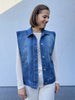 PCfemma loose denim vest medium blue denim mouwloze jeansjas vest bodywarmer blauw Pieces