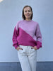 JDYkilian l/s pullover knit lilas w colorblock cacus flower gebreide trui roze opstaand kraagje lange mouwen