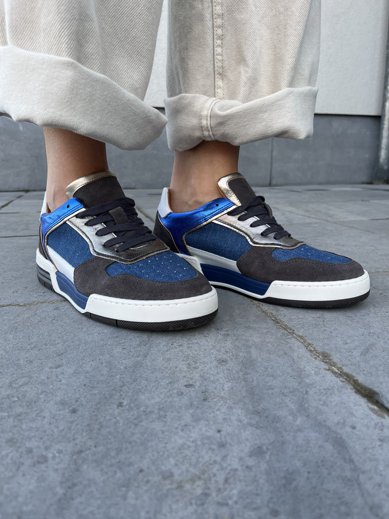 DWRS DWARS sneaker rugby denim grijs blauw wit veters