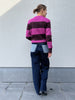 JXchick crew neck knit fuchsia red jjxx gestreepte trui lange mouwen opstaande kraag ronde half roze bordeaux