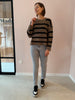 JDYjusty l/s stripe pullover knt noos walnut black zachte trui gestreept gebreide bruin zwart