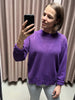 Lofty Manner sweater Sia purple trui paars doorzichtig gebreid ronde hals lange mouwen