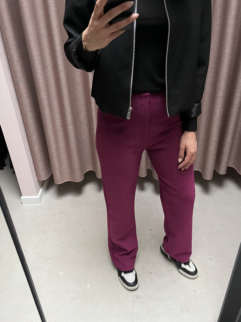 Lofty Manner trouser Hailey plum broek roze paars pruim rechte pijpen hoge taille