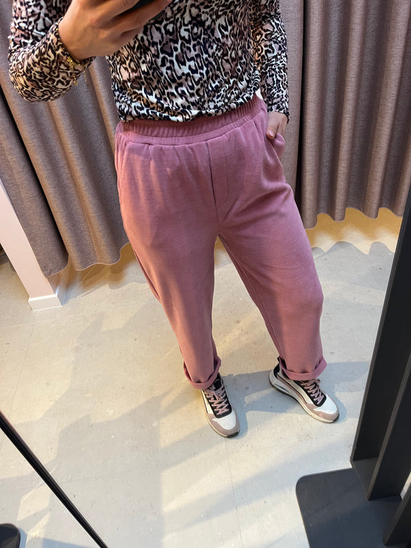 IHkate corduroy pants Heather Rose ichi lange broek ribfluweel roze elastische tailleband