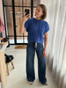 PZingrid high waist jeans wide leg Medium Blue Denim Pulz Jeans hoge taille brede pijpen blauw taillelint