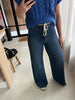 PZingrid high waist jeans wide leg Medium Blue Denim Pulz Jeans hoge taille brede pijpen blauw taillelint