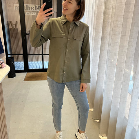 FQlulina shirt deep lichen green freequent vest hemd lange mouwen drukknopen kaki