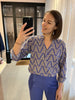 Lofty Manner blouse sophie lange mouwen paars blauw beige
