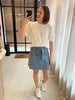 Lofty Manner rok Vive denim jeansrok lichtblauw overslag knoop afneembare riem