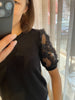 JDYfairview s/s sweat jrs black sweater korte halflange doorzichtige mouwen zwart top bovenstuk