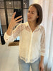 PColline ls lace shirt wvn noos cloud dancer pieces hemd blouse lange mouwen kant wit broderie