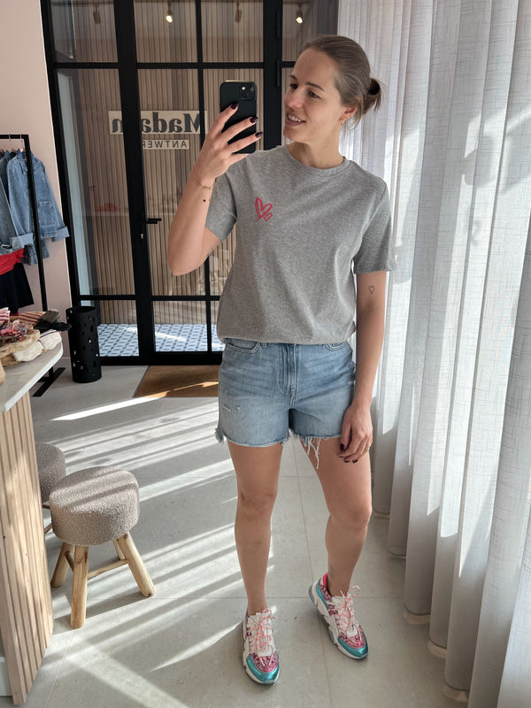 PCsummer hw dest lb shorts noos light blue denim pieces jeansshort hoge taille jeans blauw