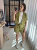 Lofty Manner blazer Camila green white korte blazer vest set groen wit gestreept