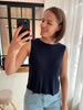 JDY alexandra s/l reversible tie top knt navy blazer top strikjes donkerblauw