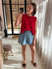 IHdotties wa ichi mars red gebreide top ronde hals strikjes rood