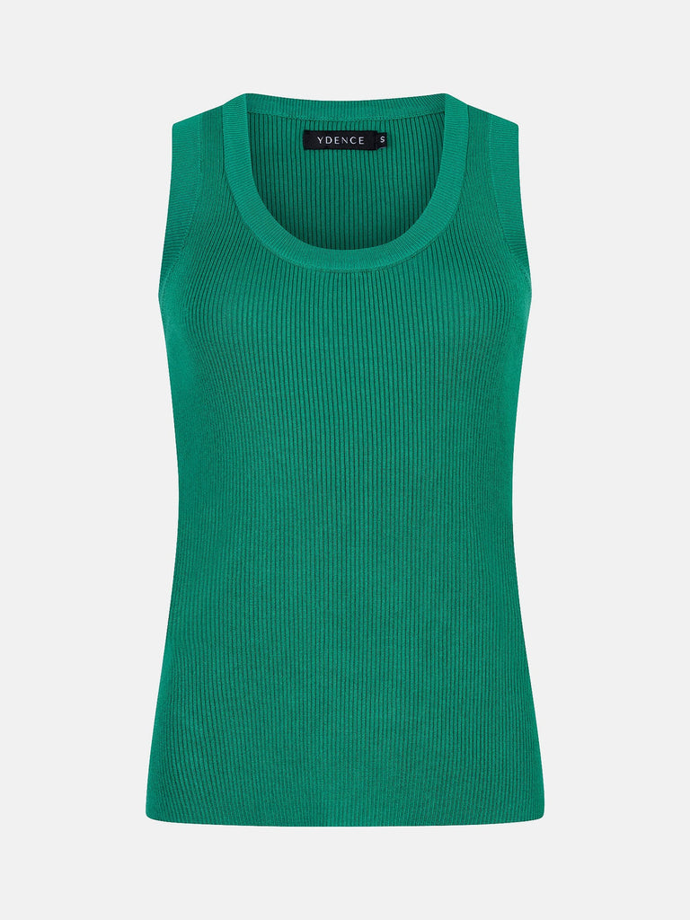 ydence top keely sea green knitted mouwloze top groen
