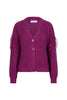 Lofty Manner Cardigan Jade plum gebreide vest paars pruim franjes mouwen knopen