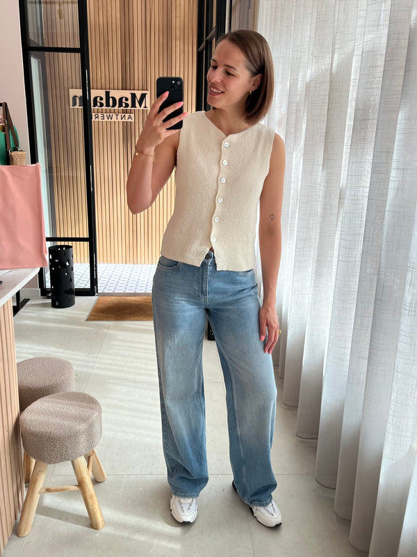 PZvega ultra high waist jeans wide leg pulz jeans light blue denim hoge taille wijde pijpen lichtblauw