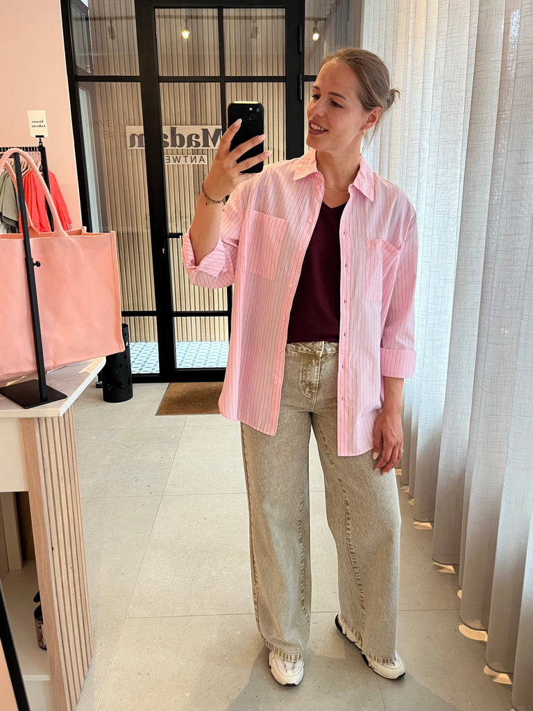 PCMELIA LS LOOSE SHIRT WVN NOOS BC pink a boo tawny port pieces blouse hemd roze bordeaux lange mouwen oversized