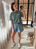 PCflora hw denim shorts light blue denim pieces jeansshort blauw