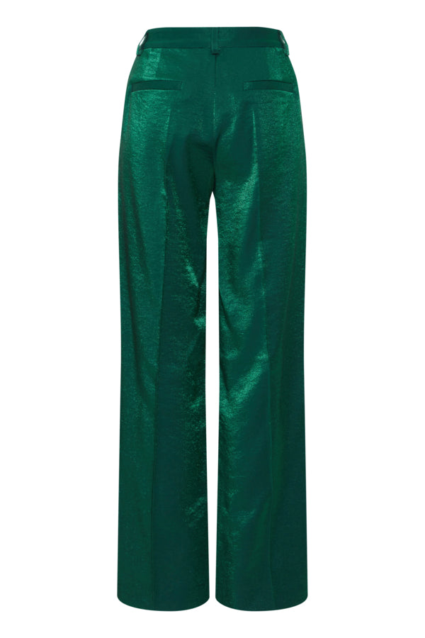 PZmayha hw pant wide leg pulz jeans green lange geklede broek wijde pijpen groen glitter glanzend hoge taille