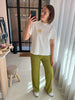 Lofty Manner t-shirt Elin white ronde hals korte mouwen wit groen geel 