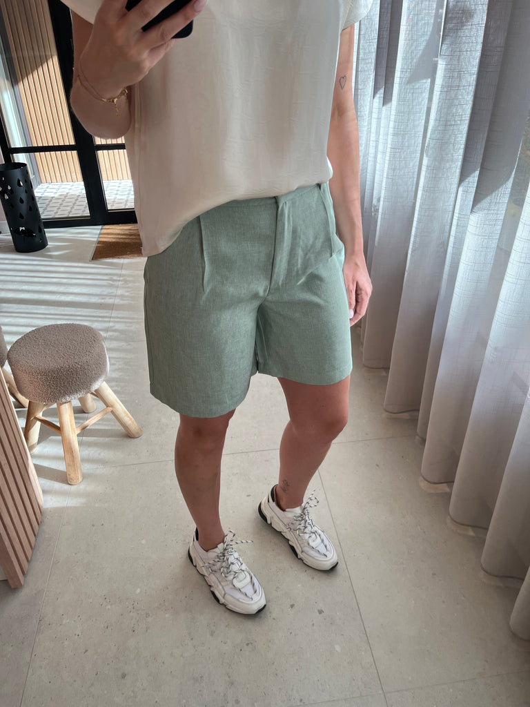 JDYaida hw shorts wvn tlr smoke green melange short hoge taille muntgroen